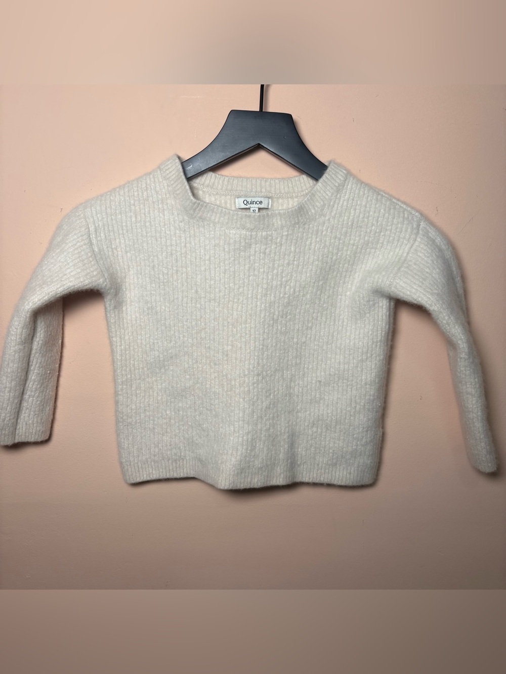 Quince 100% Cashmere Toddler Ivory Rib Knit Crewneck Sweater Size 12